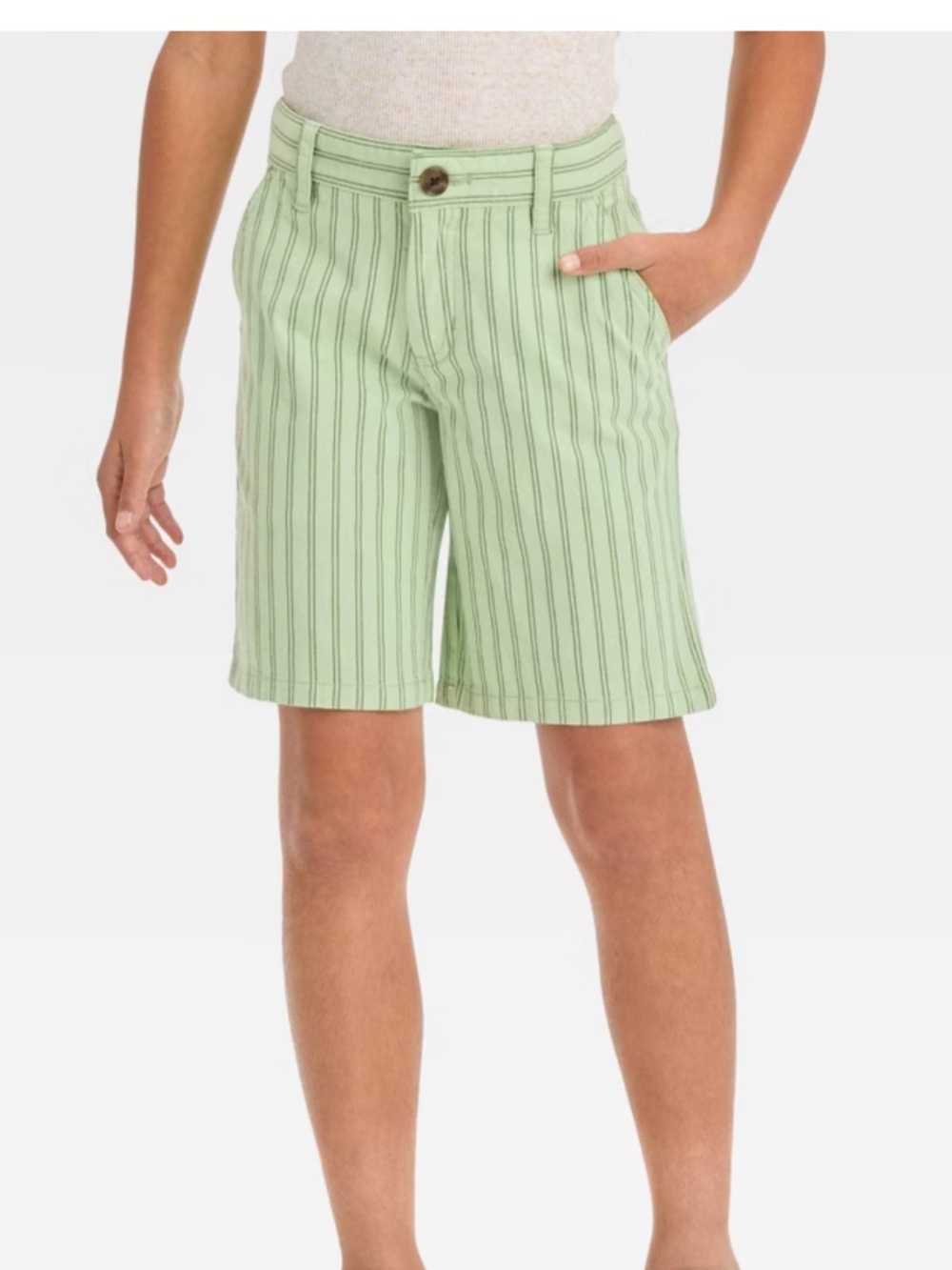 Cat & Jack Light Green Striped Shorts
